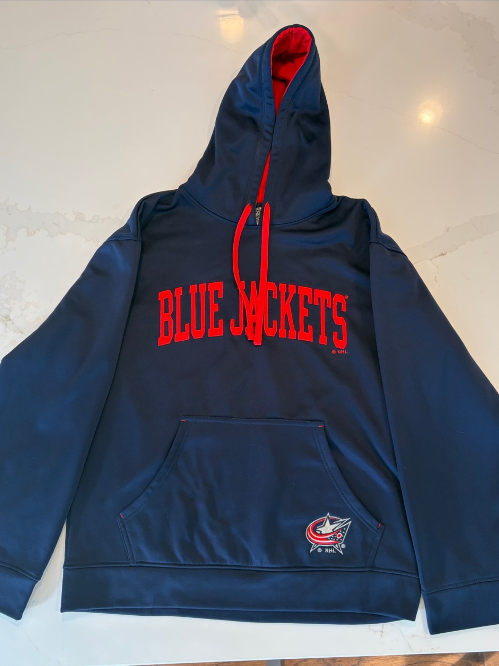 NHL Columbus Blue Jackets Navy and Red Pullover Hoodie
